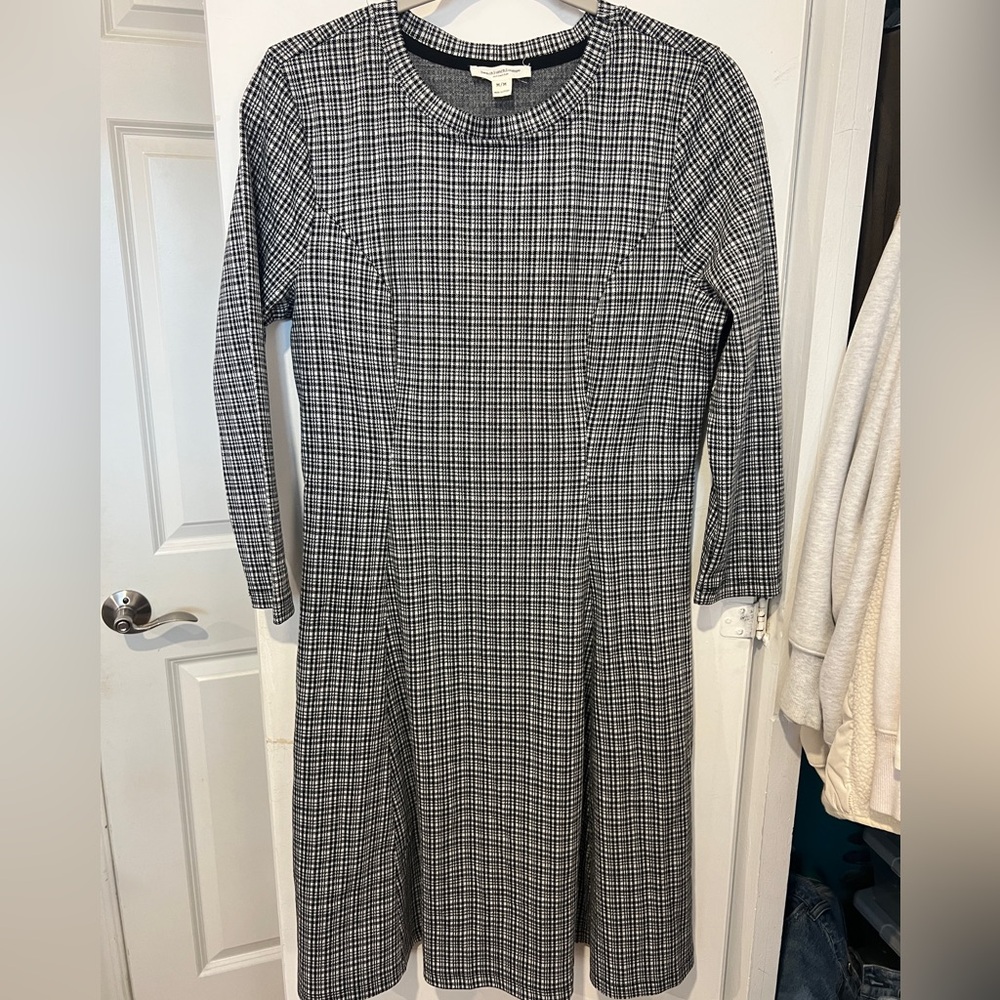 beachlunchlounge Black and White Plaid Midi Dress